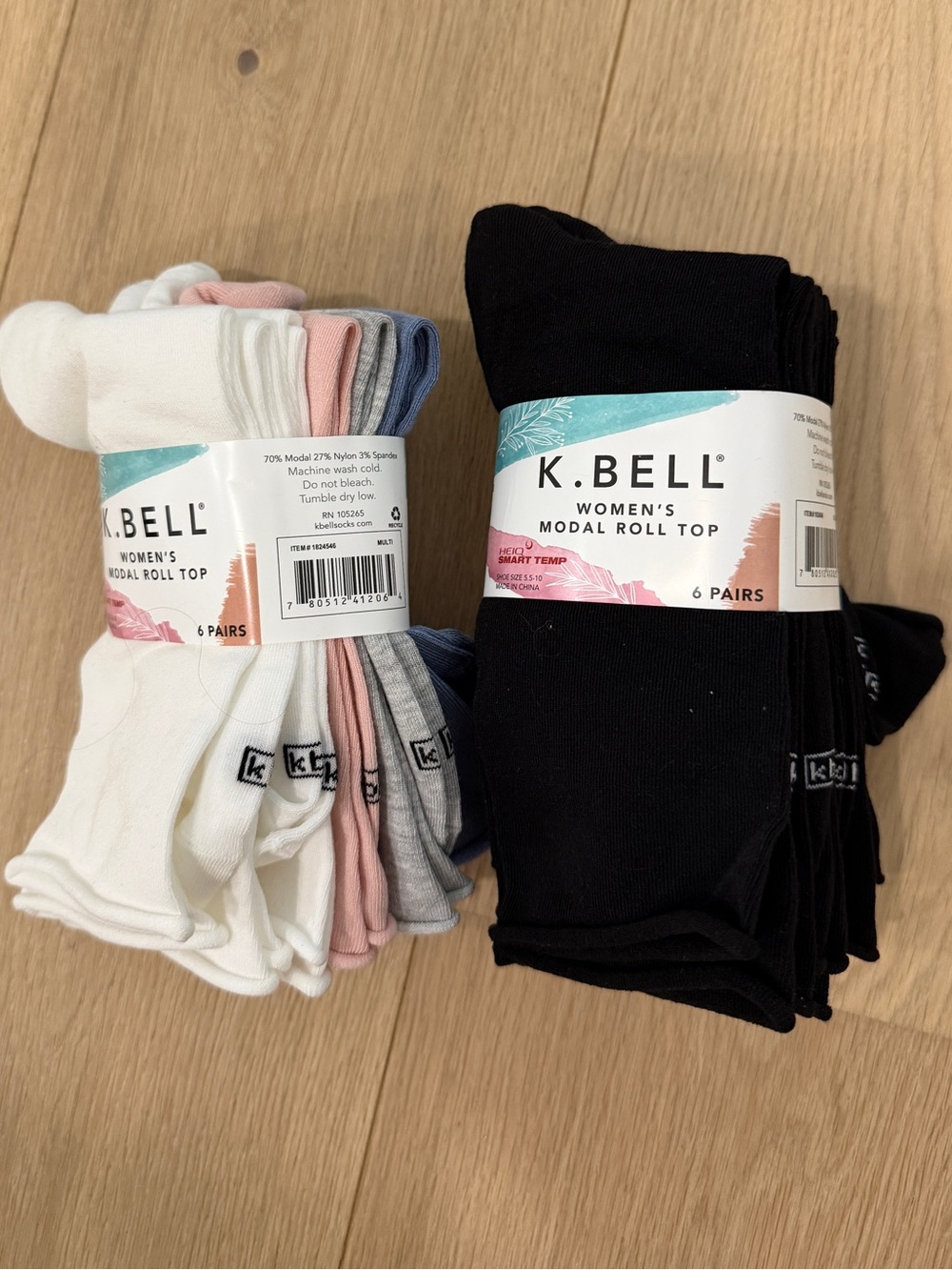 K. Bell 12 Pairs Women’s Roll Top Modal Socks NWT